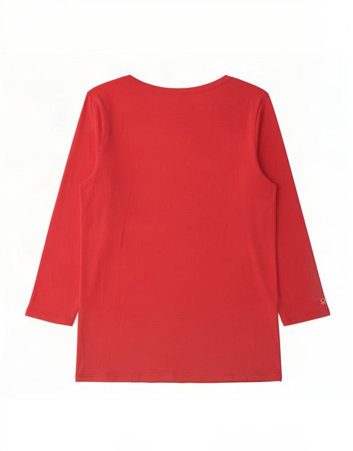 Benetton Womens Top Long Sleeve UK 12 Medium Pink