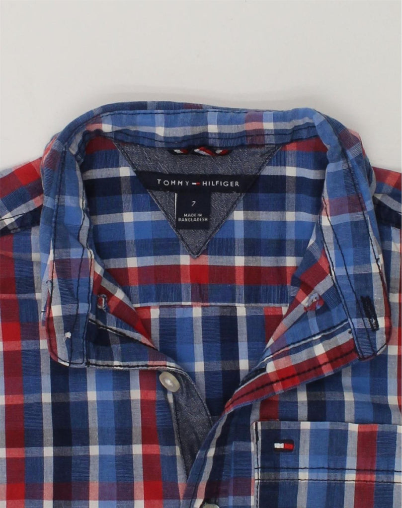 TOMMY HILFIGER Boys Shirt 6-7 Years Blue Check Cotton | Vintage Tommy Hilfiger | Thrift | Second-Hand Tommy Hilfiger | Used Clothing | Messina Hembry 