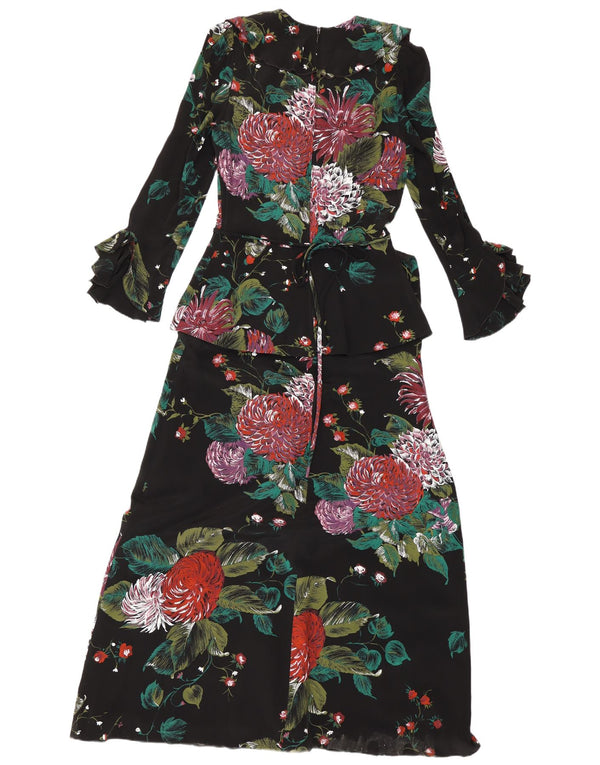Vera Mont Womens Long Sleeve Maxi Dress EU 36 Small Black Floral