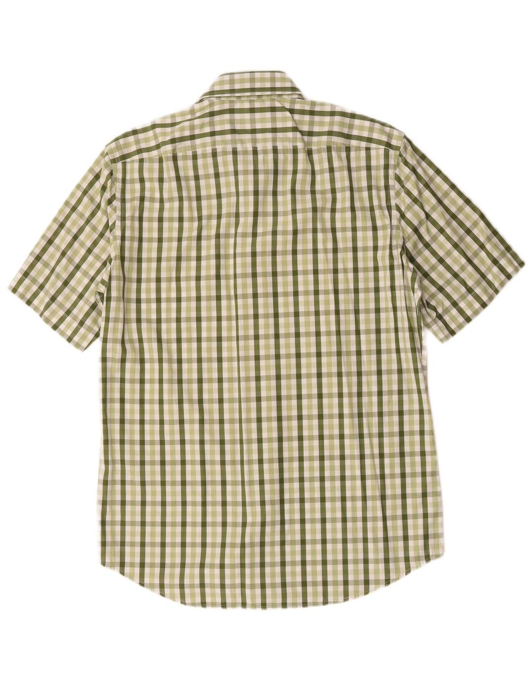 Hugo Boss Mens Short Sleeve Shirt Size 40 15 3/4 Medium Green Gingham