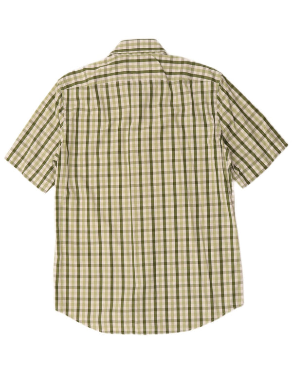 Hugo Boss Mens Short Sleeve Shirt Size 40 15 3/4 Medium Green Gingham