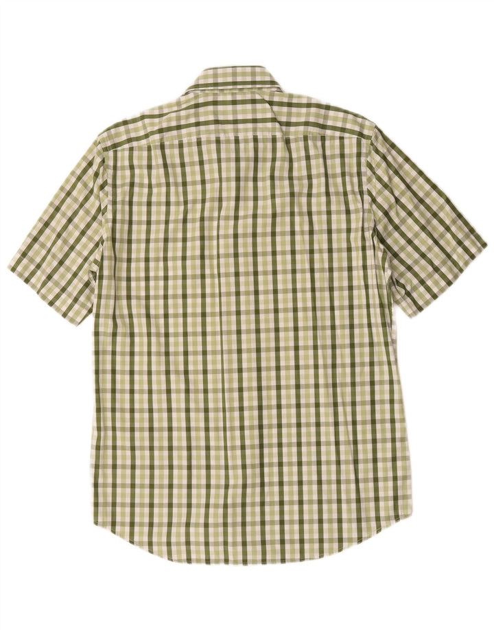 Hugo Boss Mens Short Sleeve Shirt Size 40 15 3/4 Medium Green Gingham
