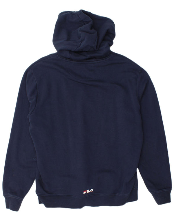 Fila Mens Graphic Hoodie Jumper Medium Navy Blue Cotton