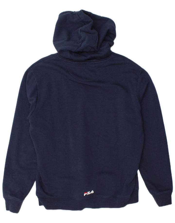 Fila Mens Graphic Hoodie Jumper Medium Navy Blue Cotton