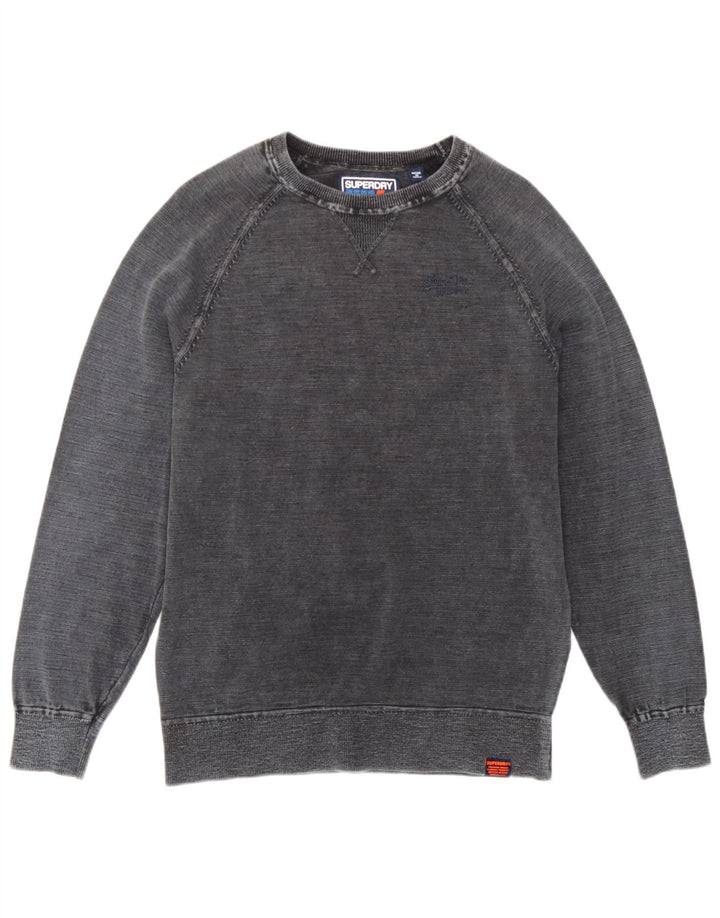 Superdry Womens Sweatshirt Jumper UK 16 Large Grey Cotton