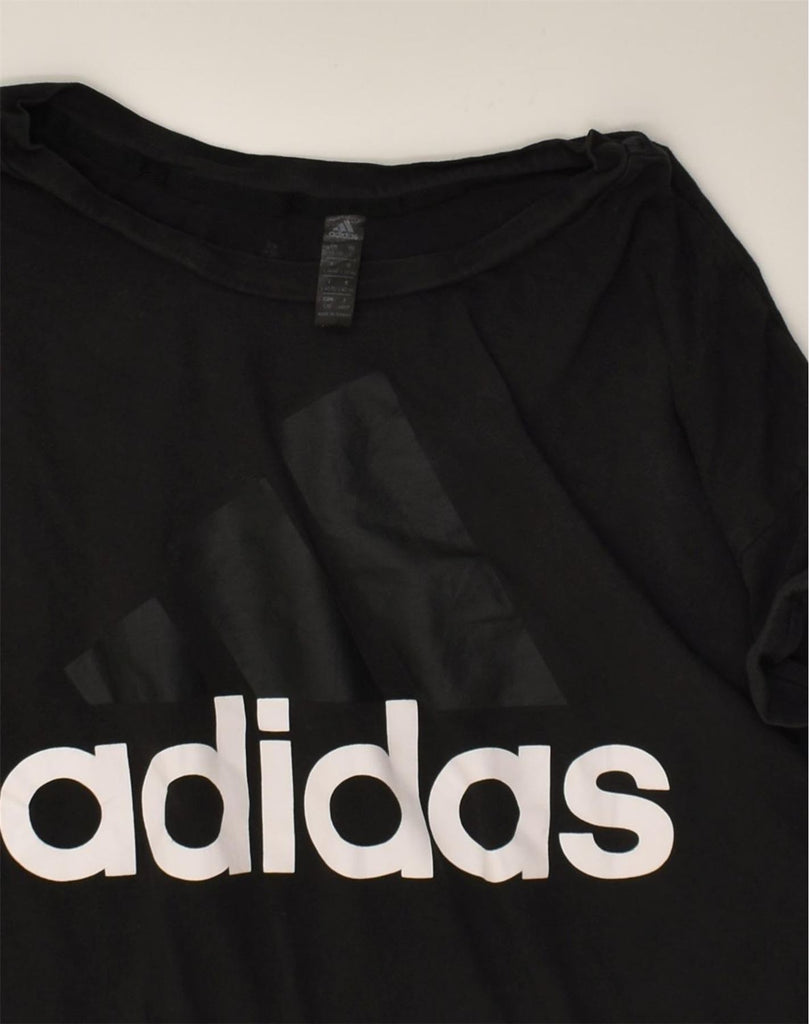 ADIDAS Womens Graphic T-Shirt Top UK 16 Large Black Cotton | Vintage Adidas | Thrift | Second-Hand Adidas | Used Clothing | Messina Hembry 