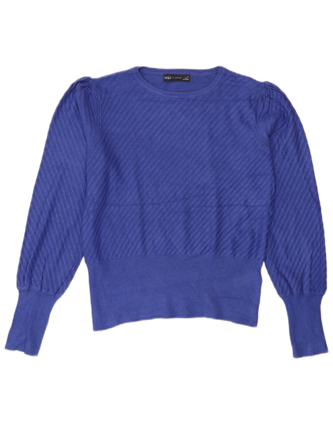 Marks & Spencer Womens Boat Neck Jumper Sweater UK 12 Medium Blue Viscose
