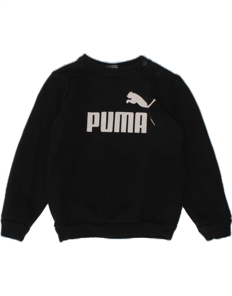 PUMA Baby Boys Graphic Sweatshirt Jumper 12-18 Months Black Cotton | Vintage Puma | Thrift | Second-Hand Puma | Used Clothing | Messina Hembry 