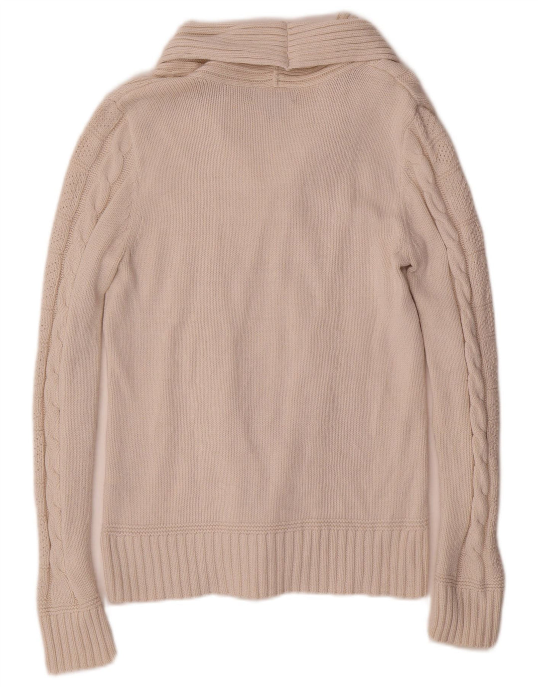 Chaps Womens Shawl Neck Jumper Sweater UK 12 Medium White Cotton
