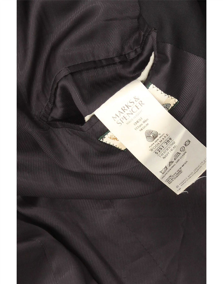 Marks & Spencer Mens 3 Button Blazer Jacket UK 46 XL Navy Blue New Wool