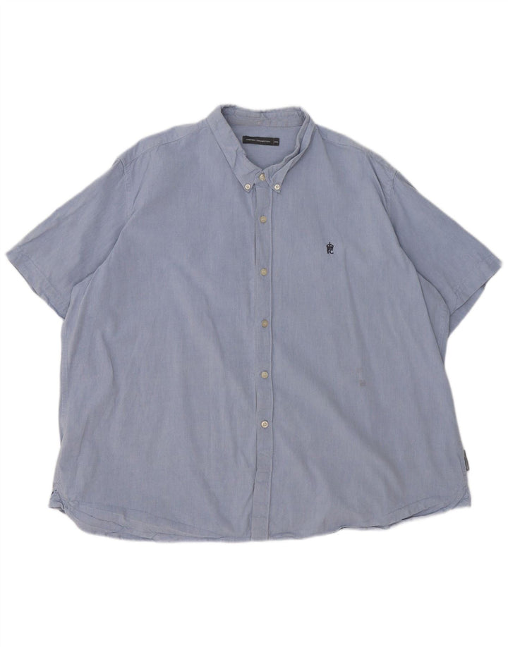 French Connection Mens Short Sleeve Shirt 2XL Blue Cotton