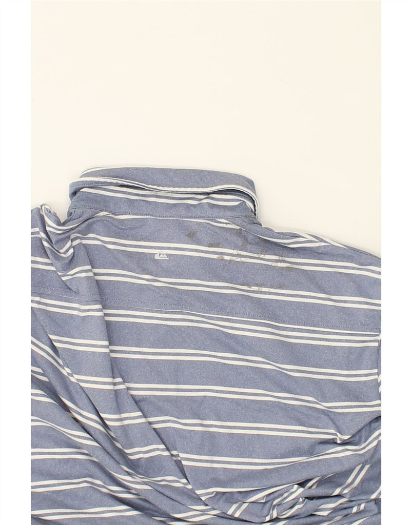 QUIKSILVER Mens Polo Shirt Small Blue Striped Polyester | Vintage Quiksilver | Thrift | Second-Hand Quiksilver | Used Clothing | Messina Hembry 