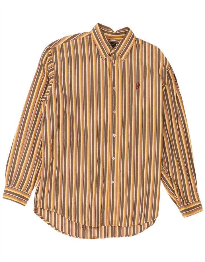 Marlboro Classics Mens Regular Fit Shirt XL Brown Striped Cotton
