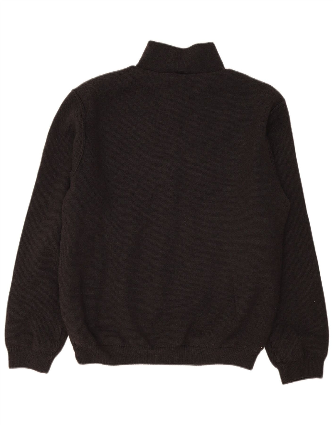 Vintage Mens Zip Neck Jumper Sweater Large Black Wool