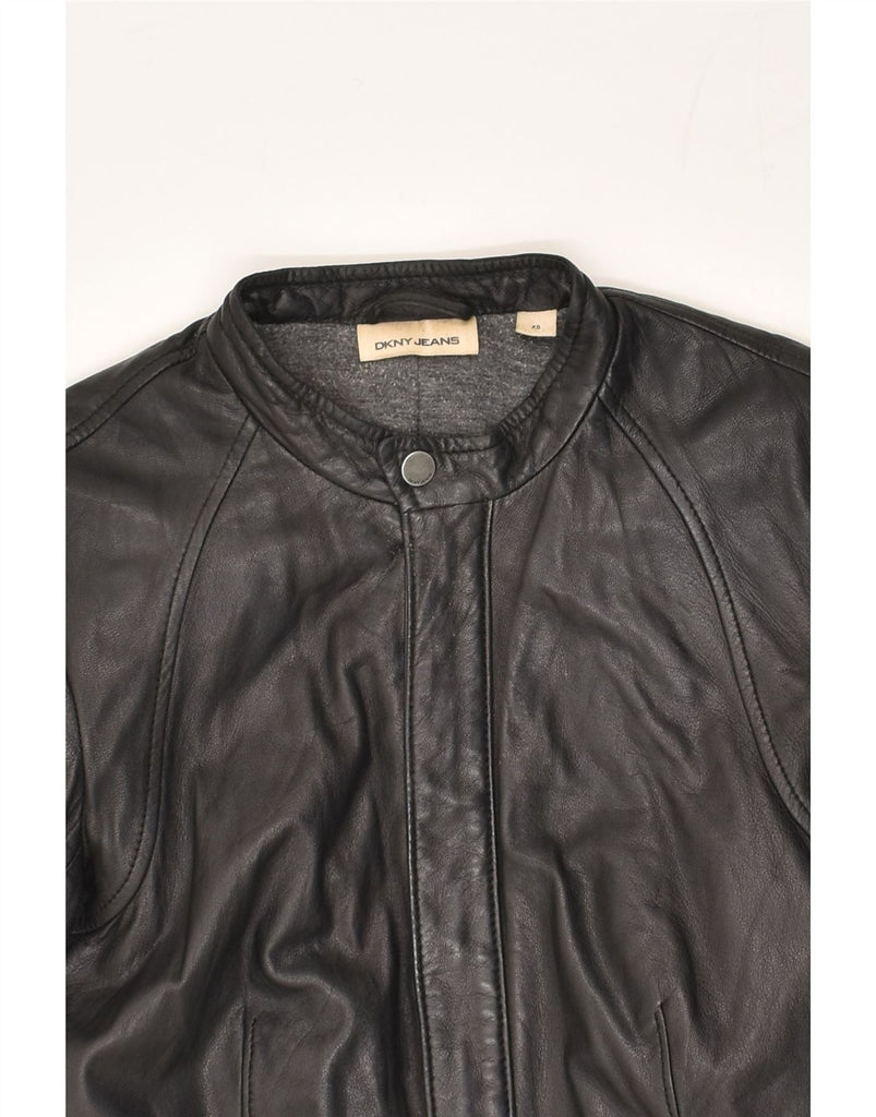 DKNY Womens Leather Jacket UK 6 XS Black Leather | Vintage Dkny | Thrift | Second-Hand Dkny | Used Clothing | Messina Hembry 