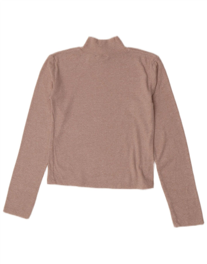 Zara Womens Crop Top Long Sleeve UK 12 Medium Beige