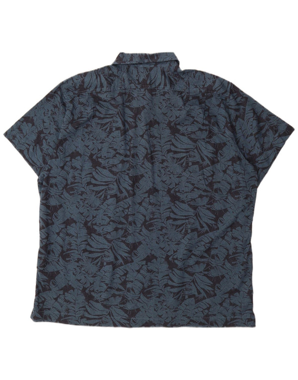 Eddie Bauer Mens Short Sleeve Shirt XL Navy Blue Floral Cotton
