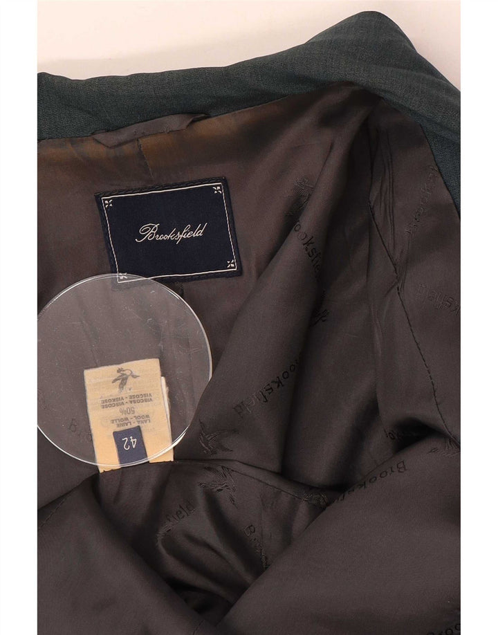 Brooksfield Womens 1 Button Blazer Jacket IT 42 Medium Green Wool
