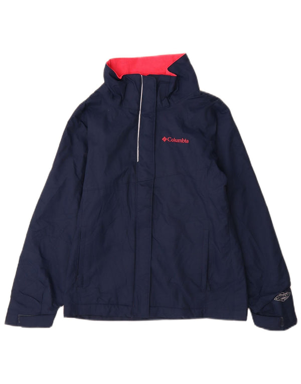 Columbia Girls Windbreaker Jacket 9-10 Years Small  Navy Blue Nylon