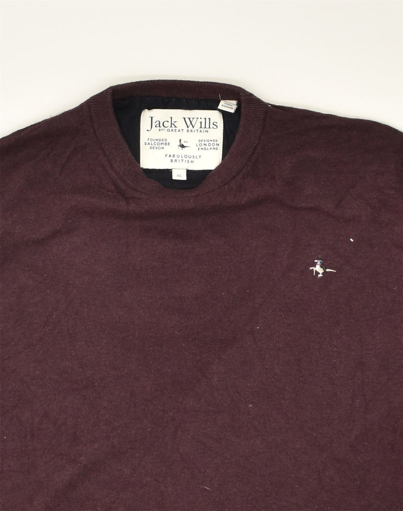 JACK WILLS Mens Crew Neck Jumper Sweater XL Burgundy | Vintage Jack Wills | Thrift | Second-Hand Jack Wills | Used Clothing | Messina Hembry 