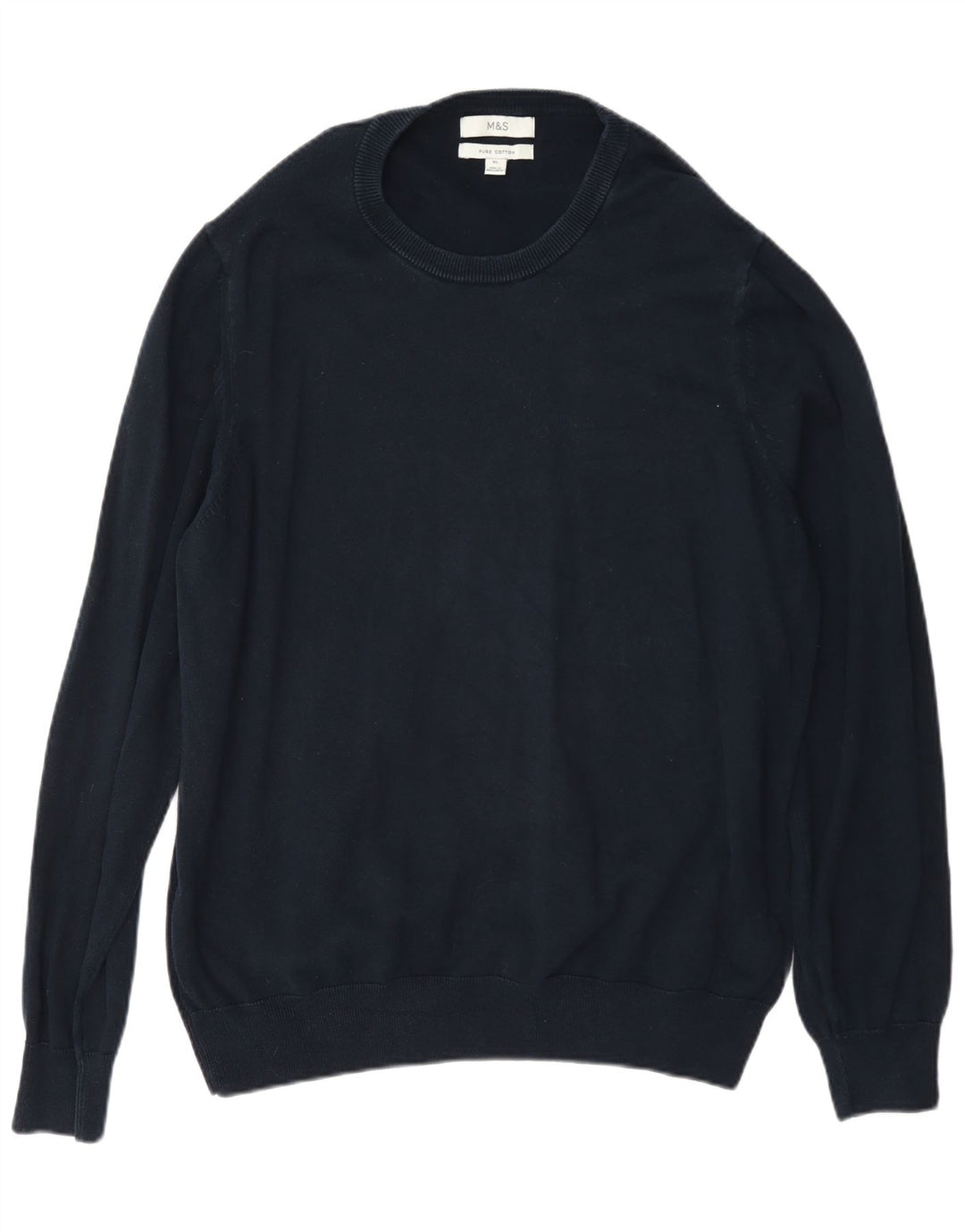 Marks & Spencer Mens Crew Neck Jumper Sweater XL Navy Blue Classic