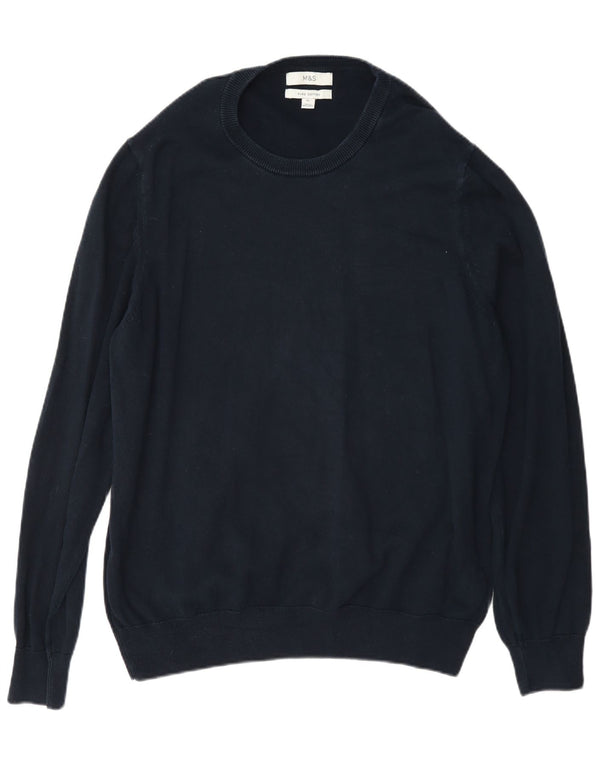 Marks & Spencer Mens Crew Neck Jumper Sweater XL Navy Blue Classic