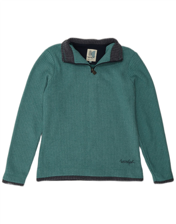 Weird Fish Womens Oversized Zip Neck Fleece Jumper UK 10 Small Green