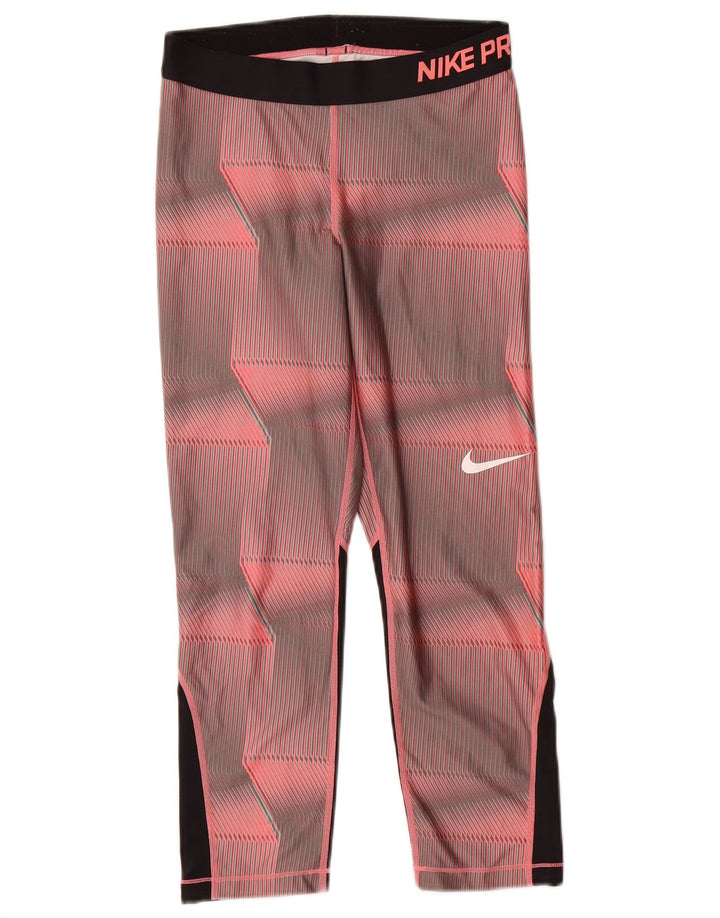 Nike Womens Dri Fit Graphic Leggings UK 14 Medium  Pink Geometric