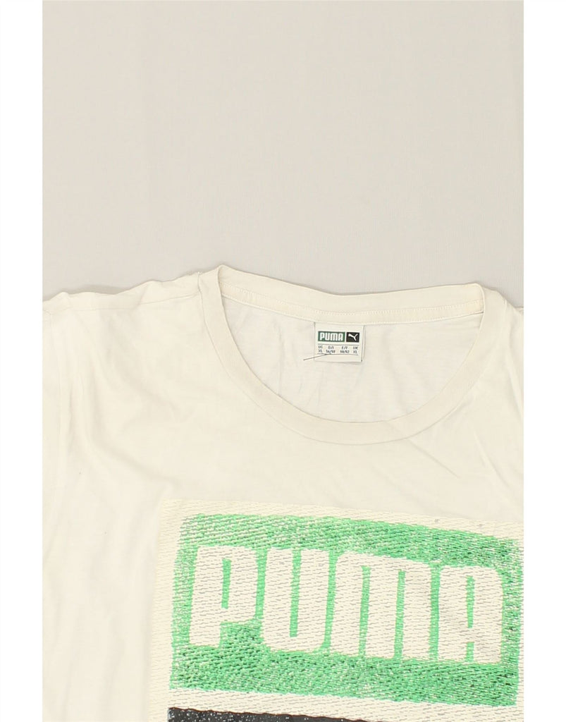 PUMA Mens Graphic T-Shirt Top XL White Cotton | Vintage Puma | Thrift | Second-Hand Puma | Used Clothing | Messina Hembry 