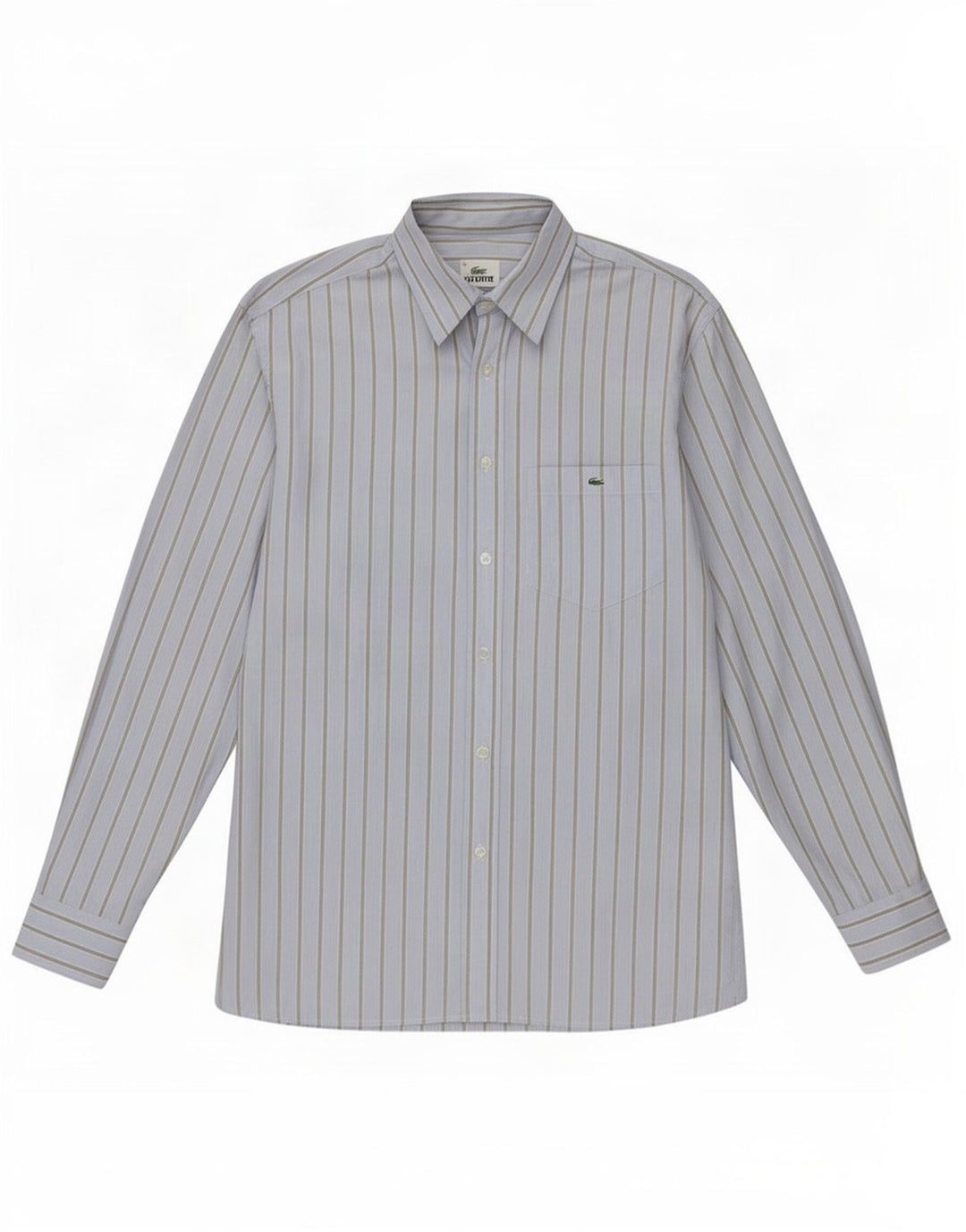 Lacoste Mens Shirt Size 38 Small Blue Striped Cotton