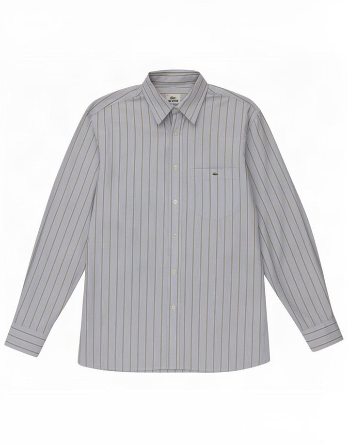 Lacoste Mens Shirt Size 38 Small Blue Striped Cotton
