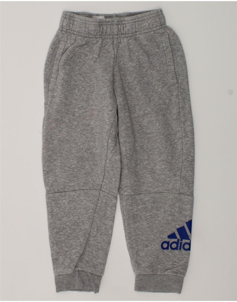 ADIDAS Boys Graphic Tracksuit Trousers Joggers 5-6 Years Grey Cotton | Vintage Adidas | Thrift | Second-Hand Adidas | Used Clothing | Messina Hembry 