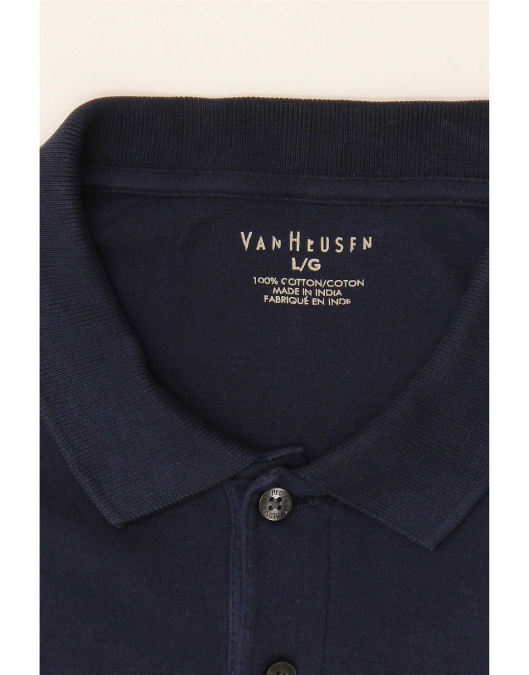 Van Heusen Mens Polo Shirt Large Navy Blue Cotton