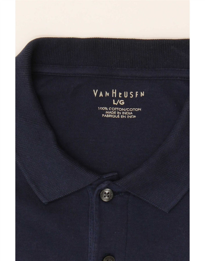 Van Heusen Mens Polo Shirt Large Navy Blue Cotton