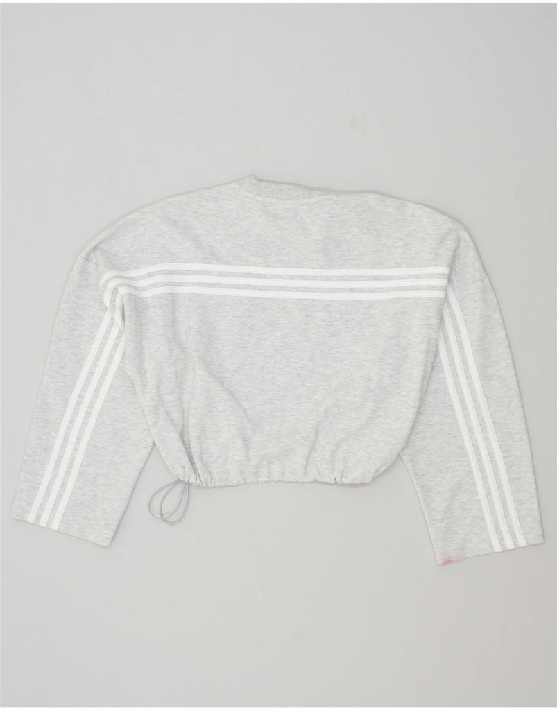 ADIDAS Womens Crop Sweatshirt Jumper UK 4/6 XS Grey Cotton | Vintage Adidas | Thrift | Second-Hand Adidas | Used Clothing | Messina Hembry 