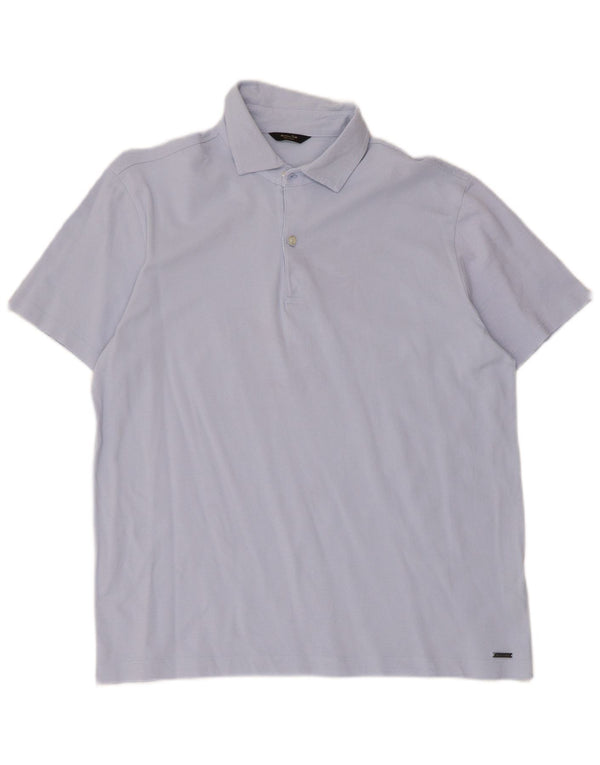 Massimo Dutti Mens Polo Shirt Large Blue Cotton