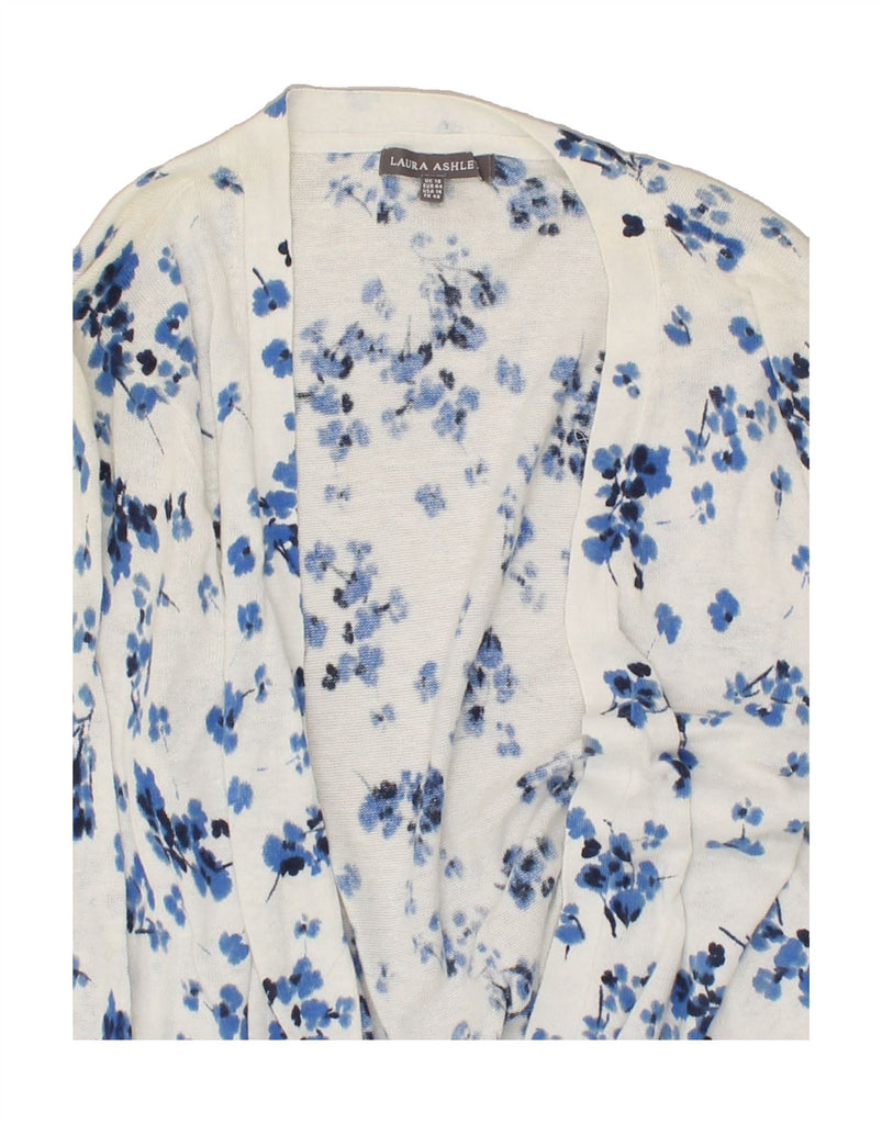 LAURA ASHLEY Womens Open Cardigan Sweater UK 18 XL  Blue Floral Cotton | Vintage Laura Ashley | Thrift | Second-Hand Laura Ashley | Used Clothing | Messina Hembry 