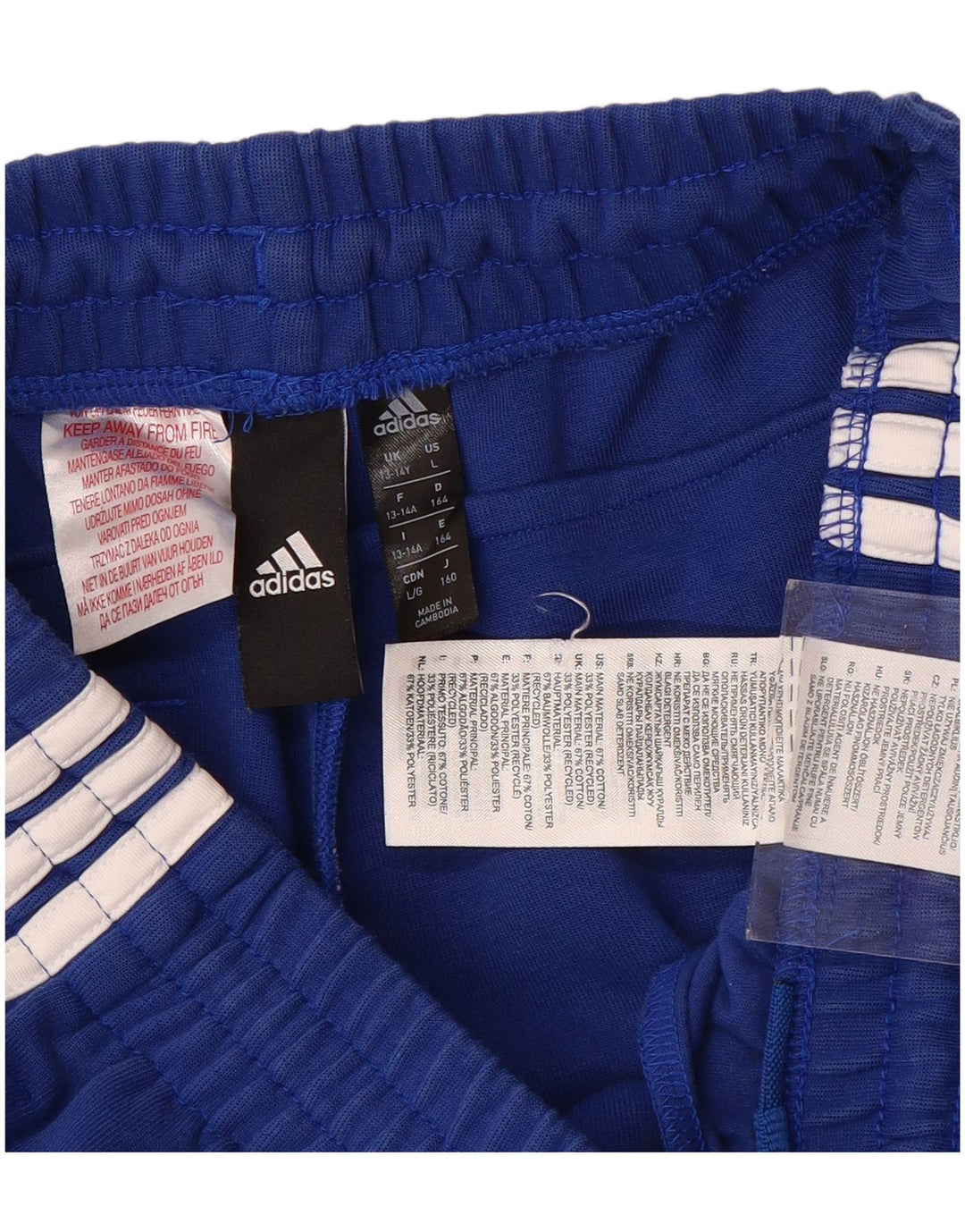 ADIDAS Boys Tracksuit Trousers Joggers 13-14 Years  Blue Cotton