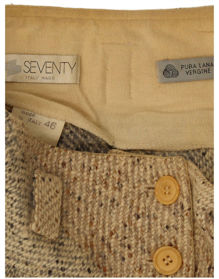 Seventy Womens Midi Skirt IT 46 Large W30  Beige Patchwork Virgin Wool