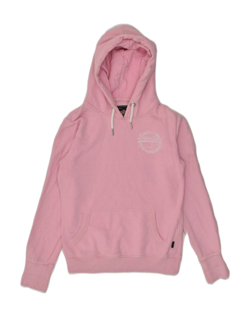 SUPERDRY Womens Graphic Hoodie Jumper UK 8 Small  Pink Cotton | Vintage Superdry | Thrift | Second-Hand Superdry | Used Clothing | Messina Hembry 