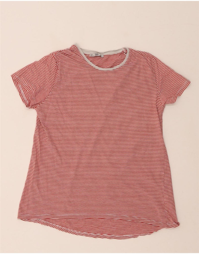 ZARA Womens T-Shirt Top UK 10 Small Red Striped Cotton Vintage Zara and Second-Hand Zara from Messina Hembry 