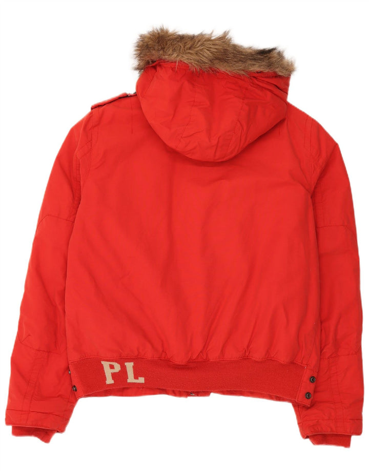 Playlife Mens Hooded Padded Jacket UK 40 Large Red Cotton