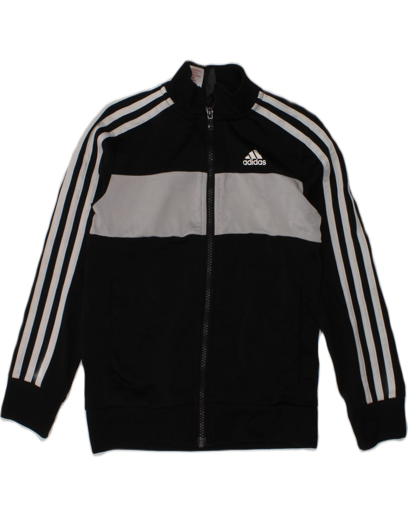 ADIDAS Boys Tracksuit Top Jacket 7-8 Years Black Colourblock Polyester | Vintage Adidas | Thrift | Second-Hand Adidas | Used Clothing | Messina Hembry 