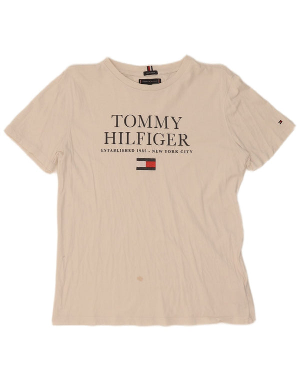 Tommy Hilfiger Boys Graphic T-Shirt Top 15-16 Years White Cotton