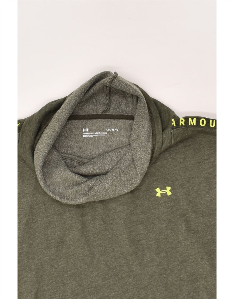 UNDER ARMOUR Womens Cowl Neck Sweatshirt Jumper UK 16 Large Khaki Flecked | Vintage Under Armour | Thrift | Second-Hand Under Armour | Used Clothing | Messina Hembry 