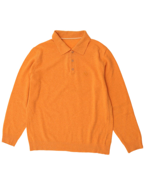 Sergio Tacchini Mens Polo Neck Jumper Sweater XL Orange Wool