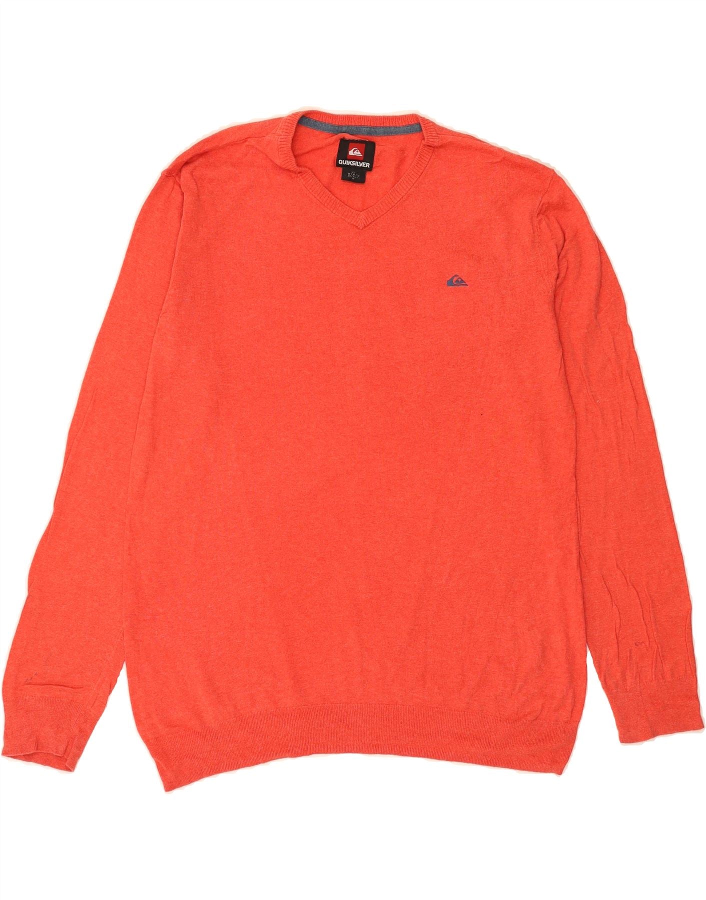 QUIKSILVER Mens V-Neck Jumper Sweater Medium Pink Vintage