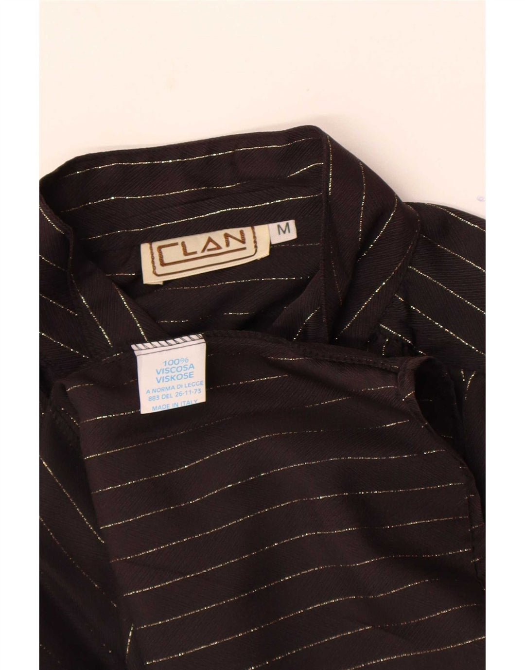Vintage Womens Shirt Blouse UK 14 Medium Black Pinstripe