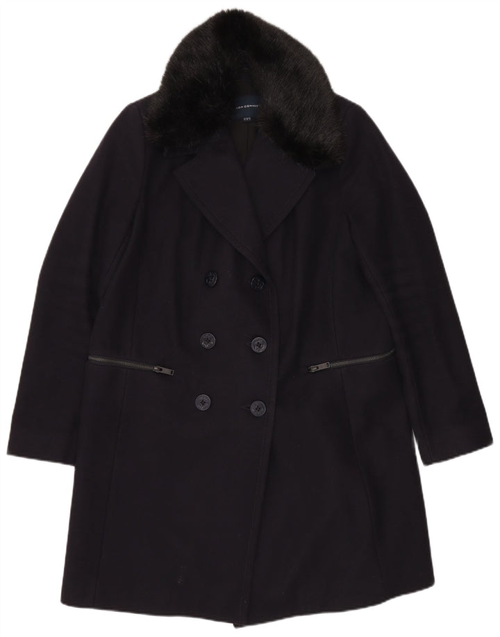 French Connection Womens Overcoat UK 12 Medium Navy Blue Virgin Wool
