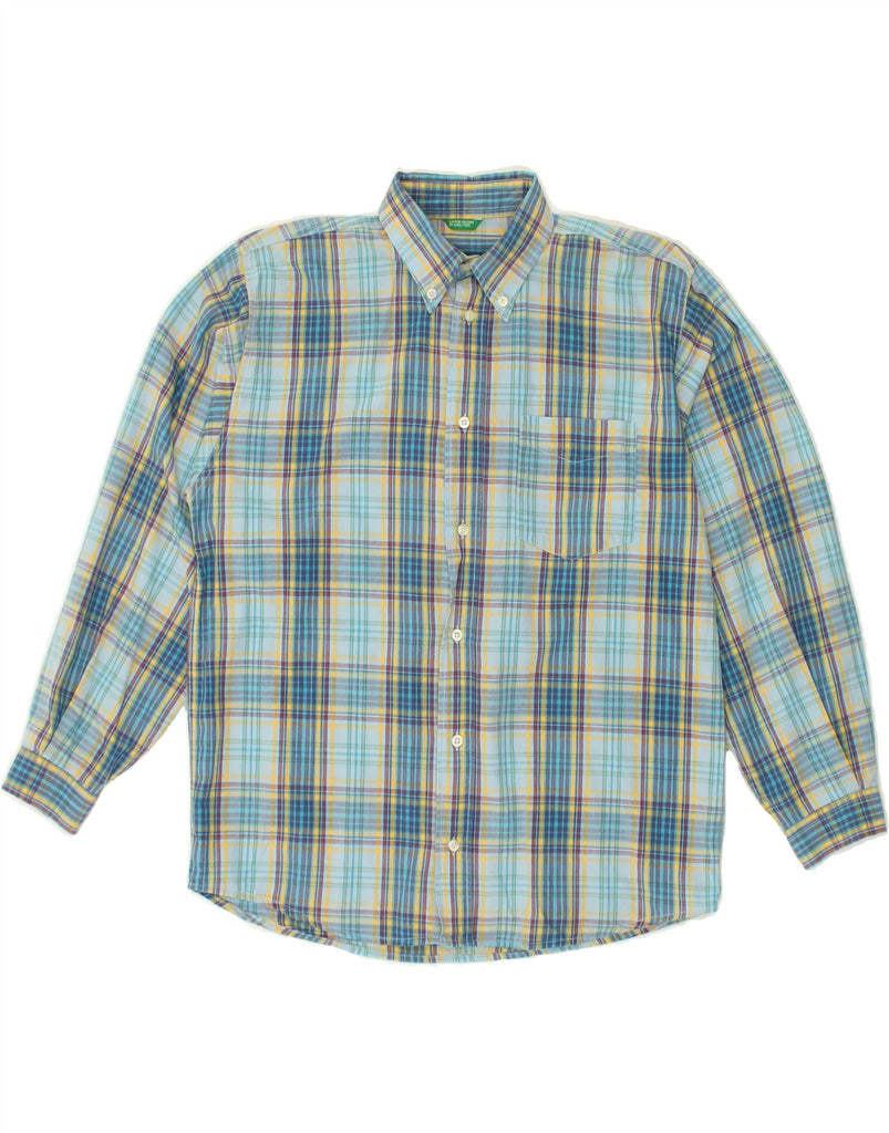 BENETTON Boys Shirt 14-15 Years XL Blue Check | Vintage Benetton | Thrift | Second-Hand Benetton | Used Clothing | Messina Hembry 